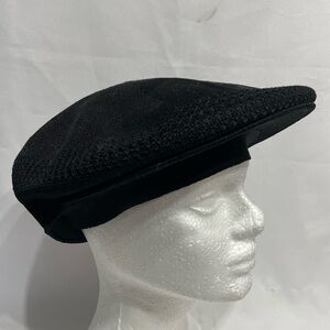 Adult Black Newsboy Style Flat Cap Hat Excellent Condition